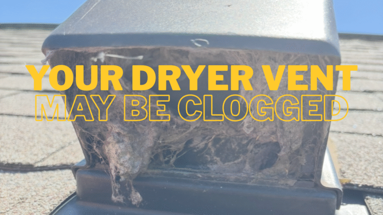 clogged dryer vent filled with lint showing warning signs before professional cleaning